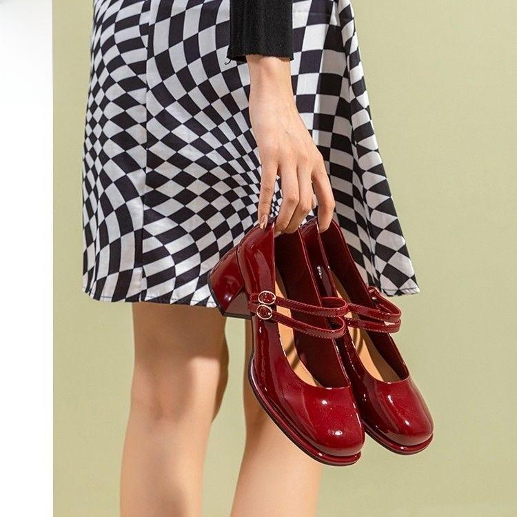 French High Heel Mary Jane Shoes With Chunky Heel For Casual Womens Spring Summer