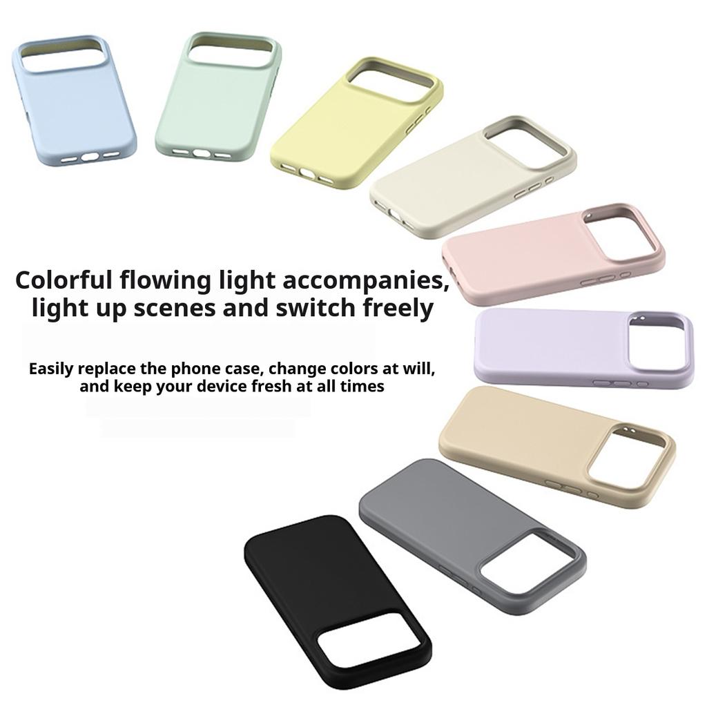 Soft Touch Liquid Silicone Case for iPhone 17 Series - Anti-Scratch Protective Cover with Colorful Flowing Light & AI Button