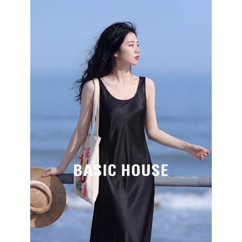 Basic House Women s Elegant Satin Camisole Dress M