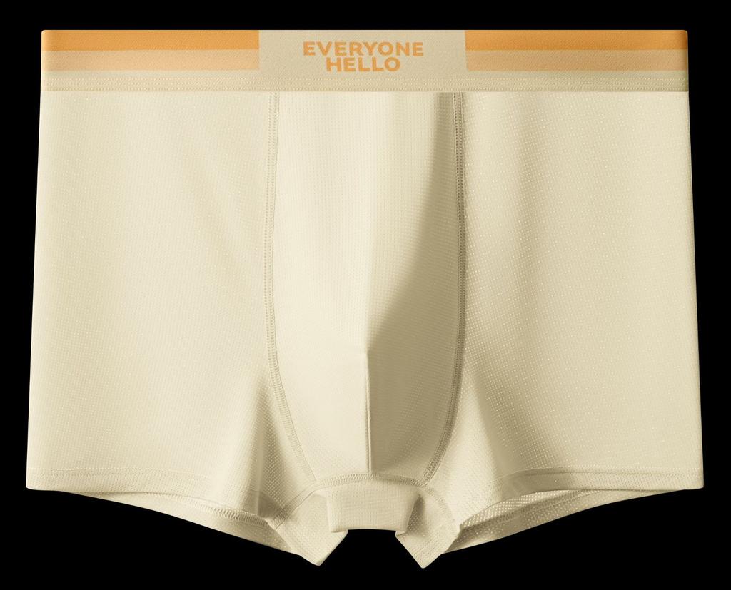 Summer Cool Solid Color Shorts Breathable Four Corners Thin Men's Underwear Ice Silk Flat Corners