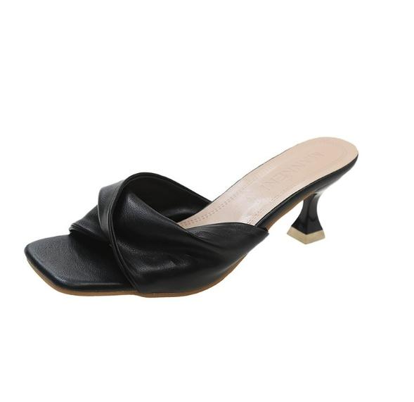 Seksi Sivri Burunlu Katır Yüksek Topuklu Kadın Terliği Moda Karışık Renkli Giymeli Terlik Yaz Partisi Striptizci Sandalet Ayakkabıları