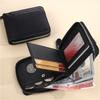 Men Vintage PU Leather Wallet Zipper Trifold Short Wallet Woven Patchwork Multi Card Holder Coin Pocket ID Window Casual Business Wallet