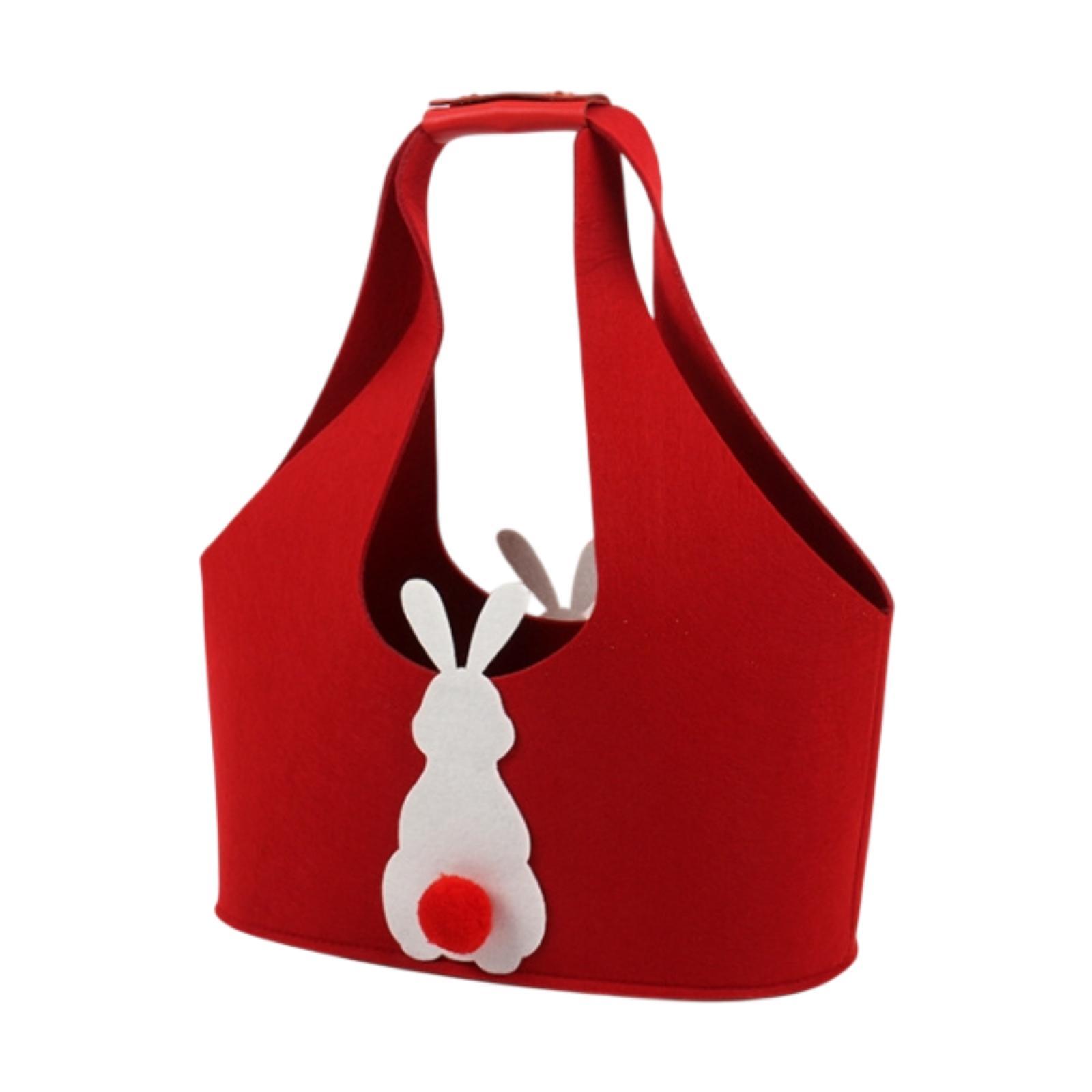

Soft Felt Easter Tote Bag with Handles Gift Bag for Guests Candy Basket for Kids Holiday Party Decoration червоний