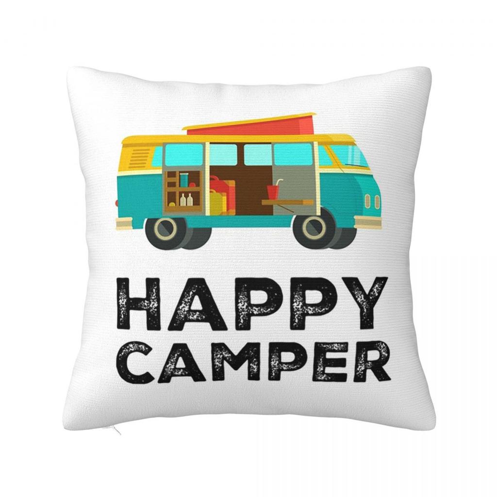 Happy Campers Car Square Pillowcase Cushion Cover Pillow Case Throw Pillow Cover for Home Sofa Living Room