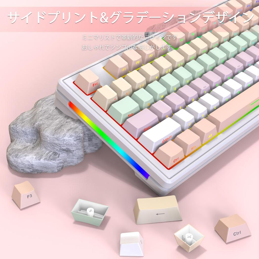 MAMBASNAKE X ATTACK SHARK M87 Mechanical Gaming Keyboard Compact 87 Keys PBT Engraved Style Keycaps 3 Connection Modes Custom White Ball Axis Linear