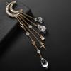 Haarnadel Haarschmuck, Stern Mond Quaste Haarspange mit Kunstkristall, Leichter Gesichtsschlankmachender Haarschmuck