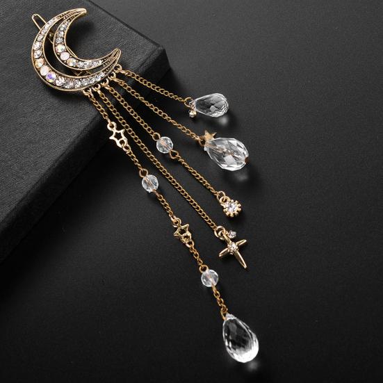 Haarnadel Haarschmuck, Stern Mond Quaste Haarspange mit Kunstkristall, Leichter Gesichtsschlankmachender Haarschmuck