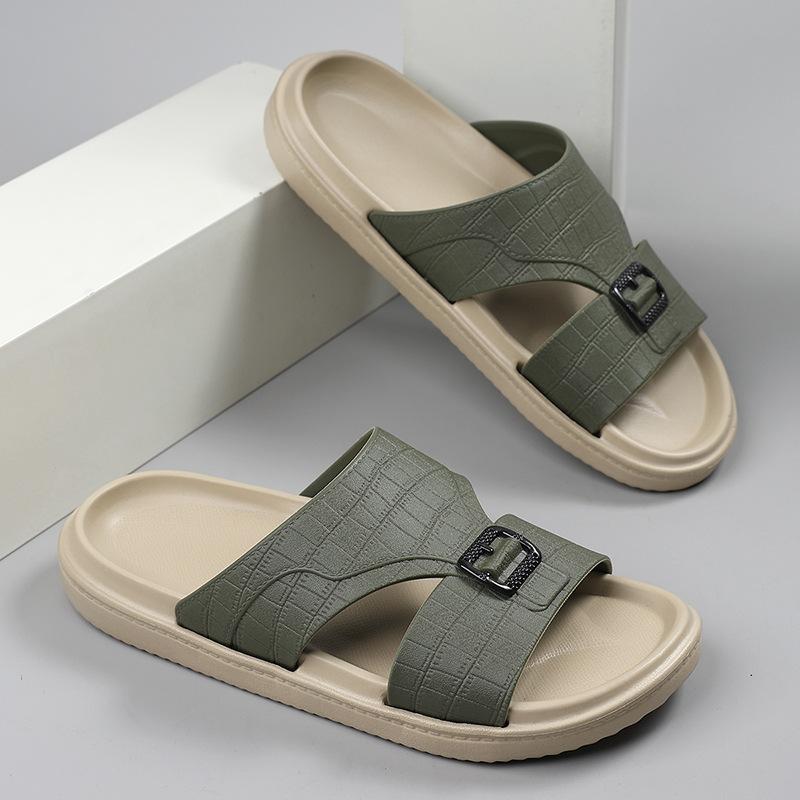 

Men s Slippers 2025 New Leisure Slippers Summer Open Toe Sandals for Men Outdoor Non Slip Beach Slippers Designer Slides 45 зелёный