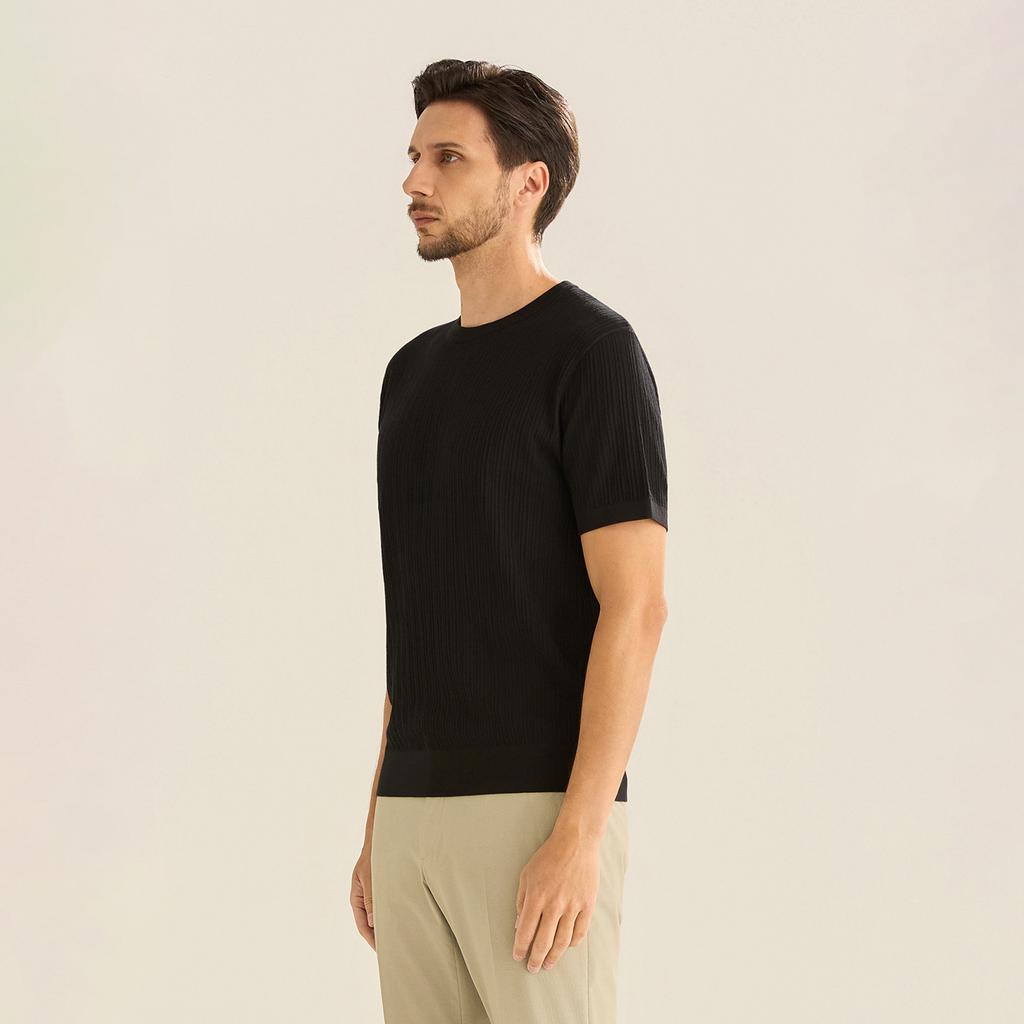 FERRAROMILANO Cotton Round Short Sleeve Knit Black (Am0Gtsr20139)