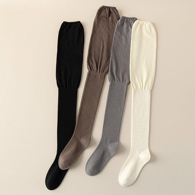 Long Tube Heightened Stacked Knee Socks Women'S Solid Color Loose Mouth Does Not Restrain Legs Thin High Tube Thigh Socks Women'S Socks