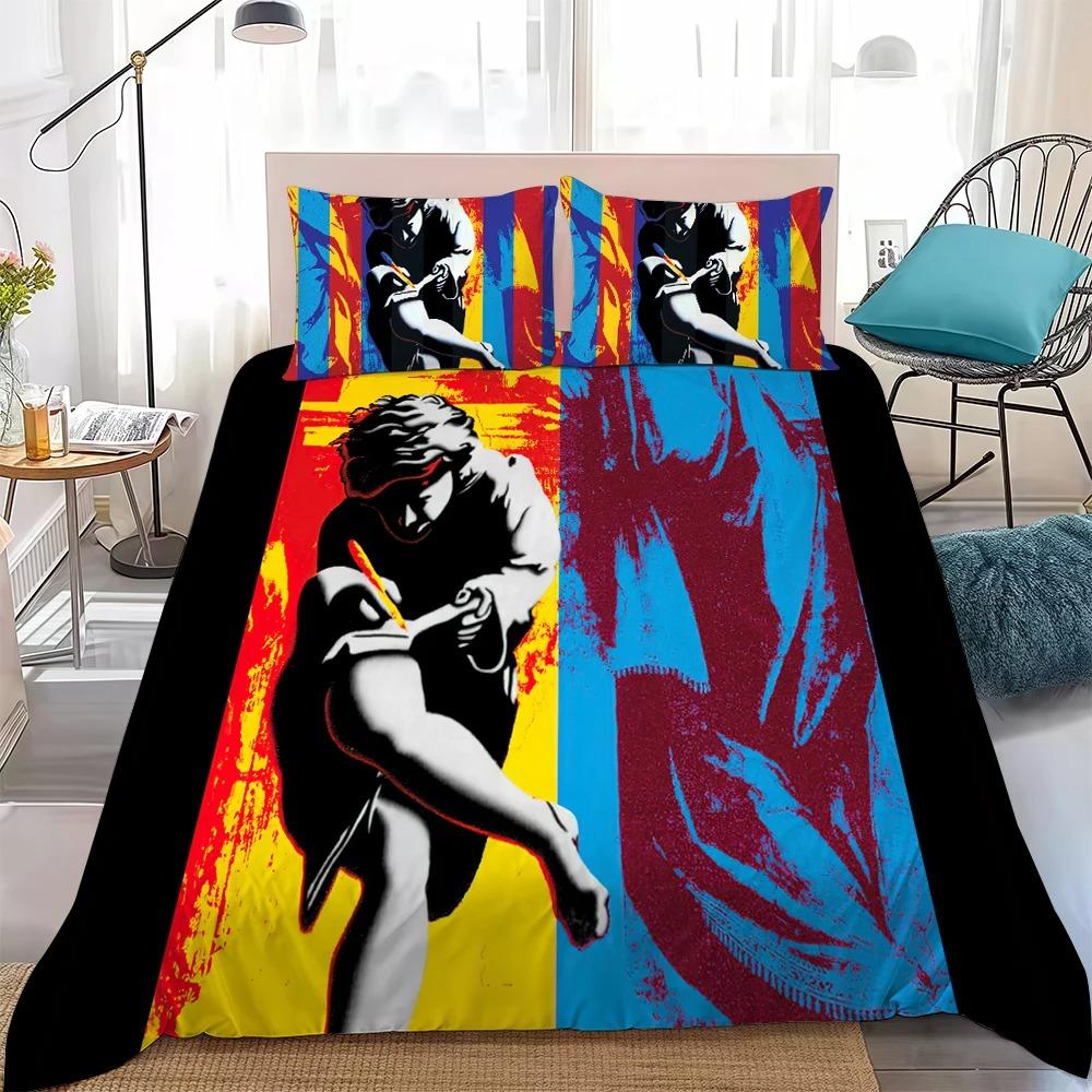 3D Print Rock Band G-Guns N R-Roses Bedding Sets Skin Friendly Duvet Covers Comfortable And Lovely Suitable For All Ages