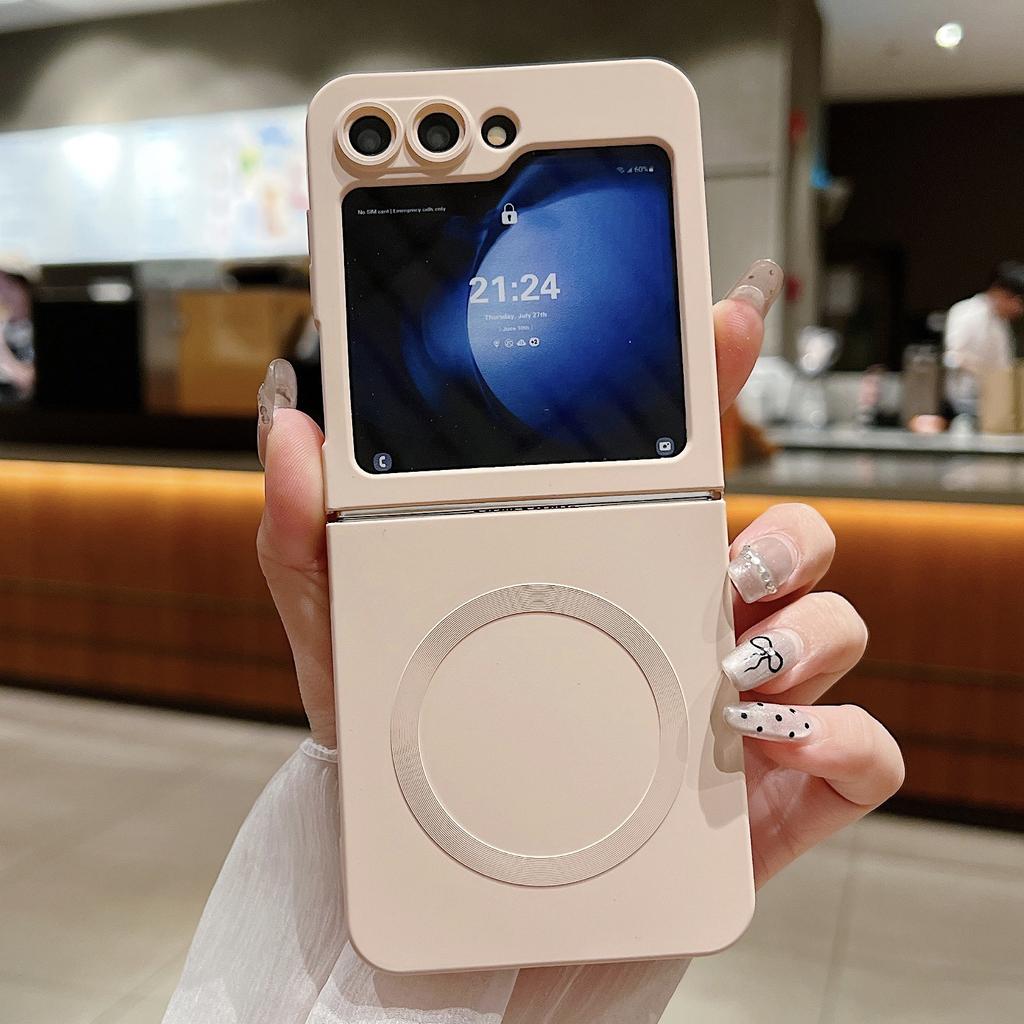 Magsafe Is Suitable for Samsung ZFlip7 Liquid Silicone Mobile Phone Case ZFlip5 Magnetic Suction Hole ZFlip6 Anti Fall