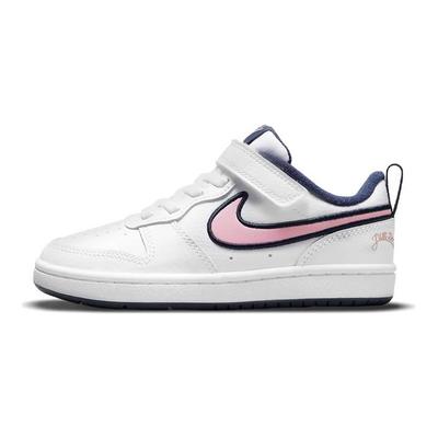Court Borough Low 2 SE PS Zapatillas para Niños Blanco Glaseado Rosa Azul Marino Medianoche DB3093-100