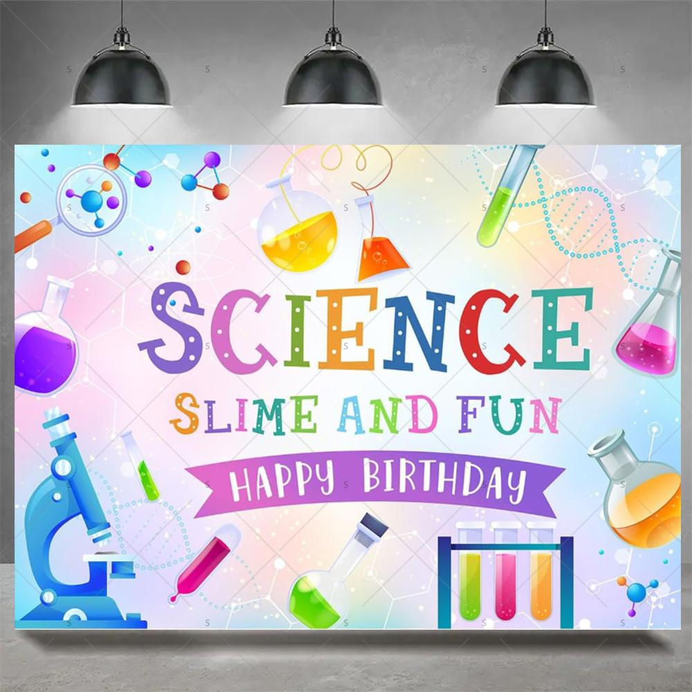 Crazy Science Fun Theme Party Decoration Background, Scientist Boys and Girls Birthday Party Decoration Photography Background