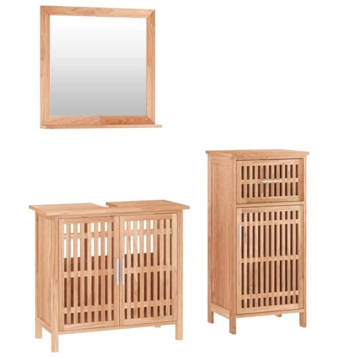 VidaXL Ensemble de meubles de salle de bain 3 pcs Bois massif de noyer 3185784