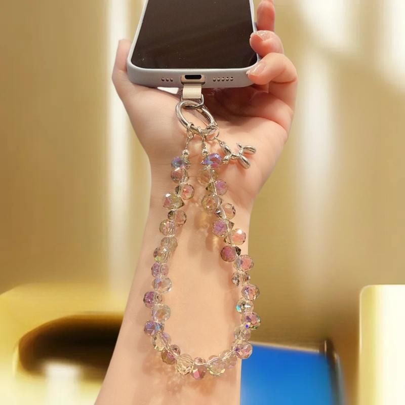 1 Piece Hand-beaded Wrist Chain Mobile Phone Lanyard Luxury Short Water Drop Crystal Hanging Chain Hand-held Pendant