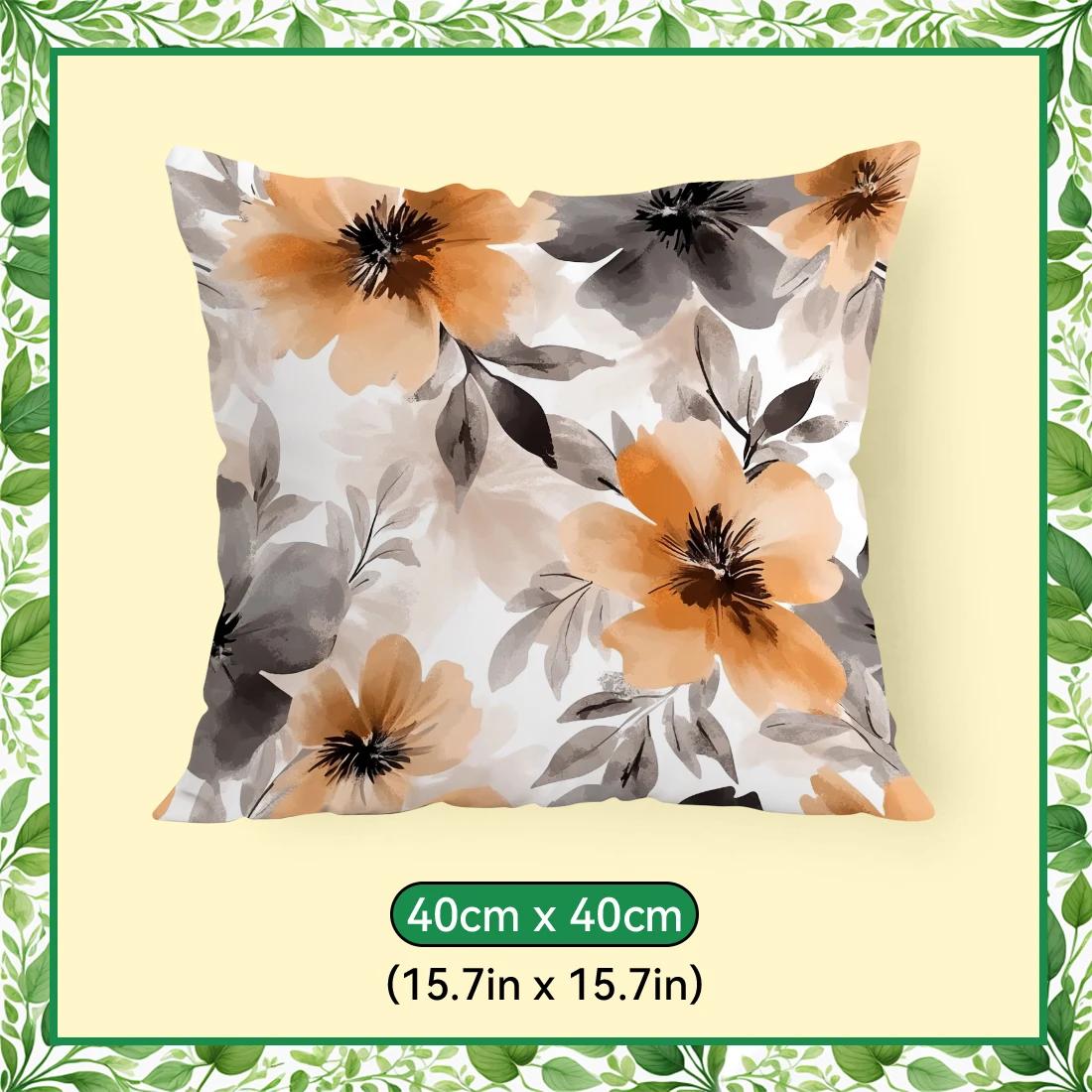 Retro Pastoral Flowers And Plants Cushions Pillowcase Polyester Cushion Cover Throw Pillow Pillowcover Home Car Sofa Decor 40x40cm