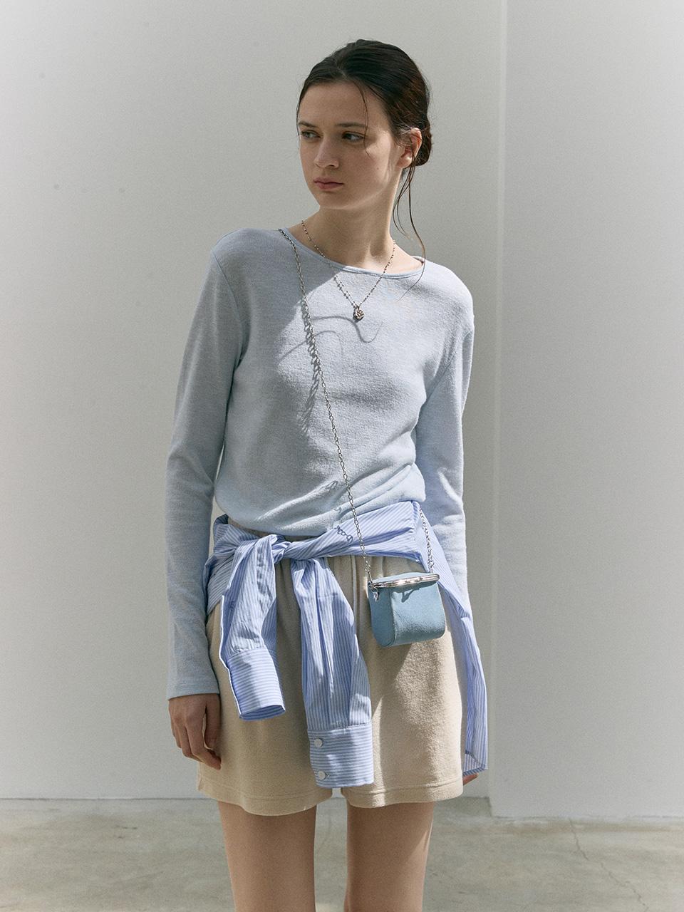 Mout Long Sleeve Boat Neck T-Shirt (4 Colors) Pale Blue/Free