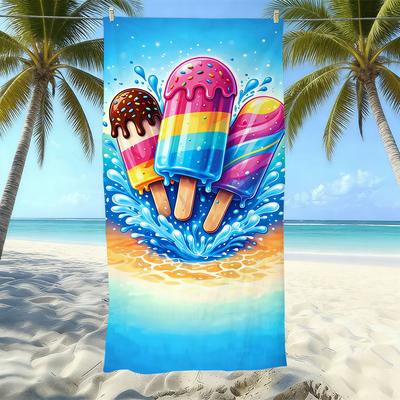 Ice Cream Printed Microfiber Beach Towel Quick-drying and Water-absorbing Bath Towel for Adults and Suitable for Swimming