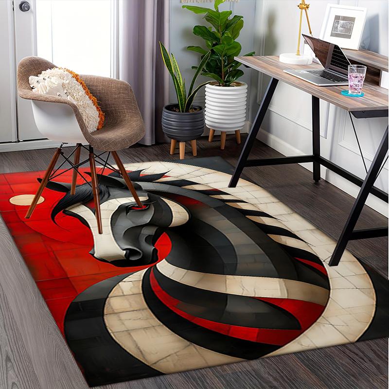 Black Horse Theme Office Carpet Chair Mat: Large Size, Home Decor Rug for Sofa and Floor, Perfect Gi