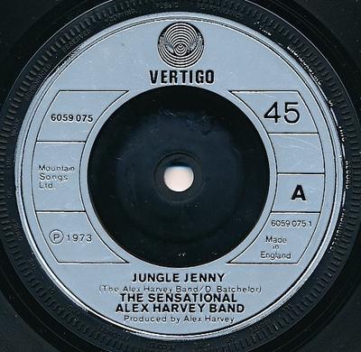 7inch Record SENSATIONAL ALEX HARVEY BAND - Jungle Jenny 6059075 Vertigo 1973 UK Rock Used