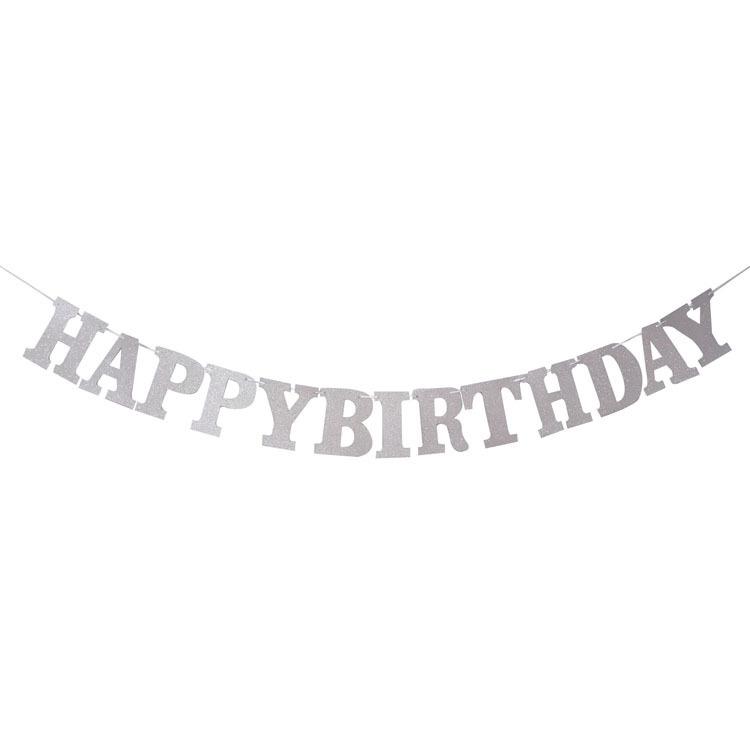 Glitter English Letters Happy Birthday Flag Happy Birthday Latte Banner Customization