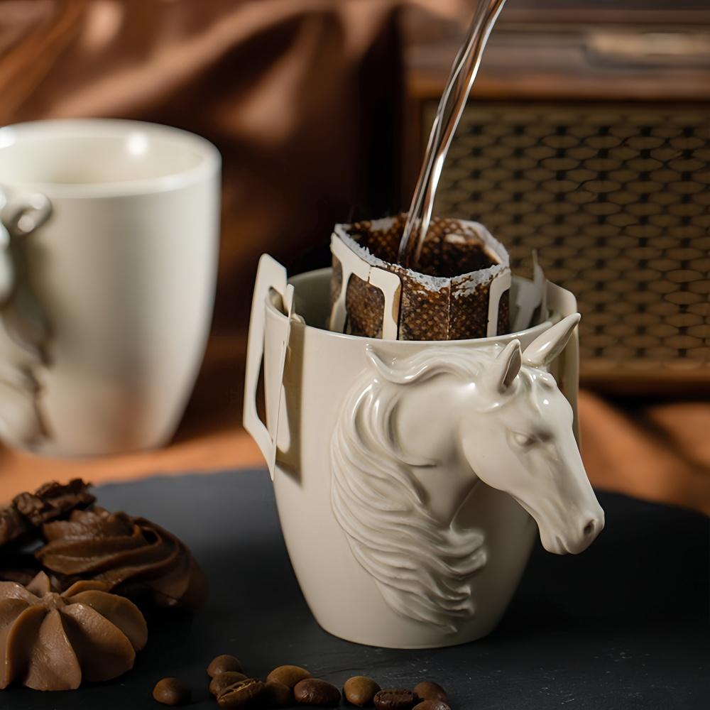 Ceramic Coffee Cup Creative Relief Handle Horse Camel Personality Tea Cup Water Cup High Quality Light Luxury Kitchen CupUtensil