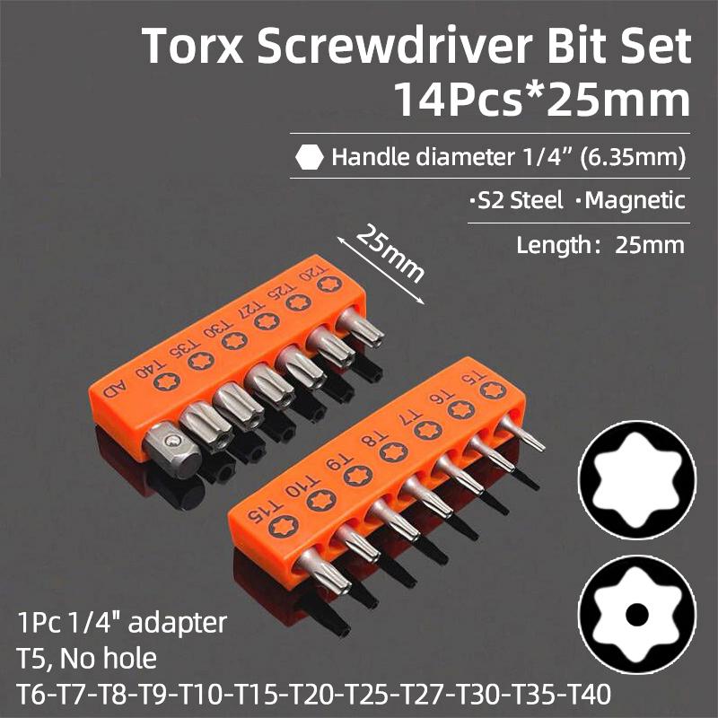 

50/75/100/150/200 мм набор магнитных отверток с защитой от несанкционированного доступа, сверла, отвертки, шестигранные биты Torx с плоской головкой 1/4 дюйма, ручные инструменты