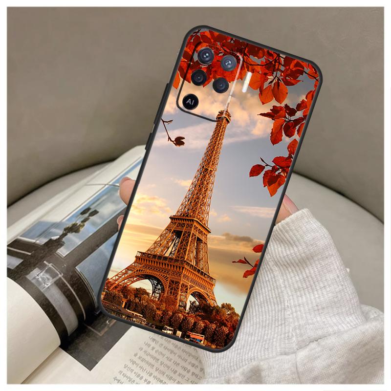 Paris Eiffel Tower Case For OPPO A96 A76 A16 A54 A74 A94 A98 A78 A5 A9 A15 A17 A77 A52 A72 A53S A57S A79 Cover
