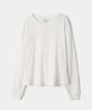 TRIP LE SENS Cover Stitch Crop Waffle Sweatshirt_White