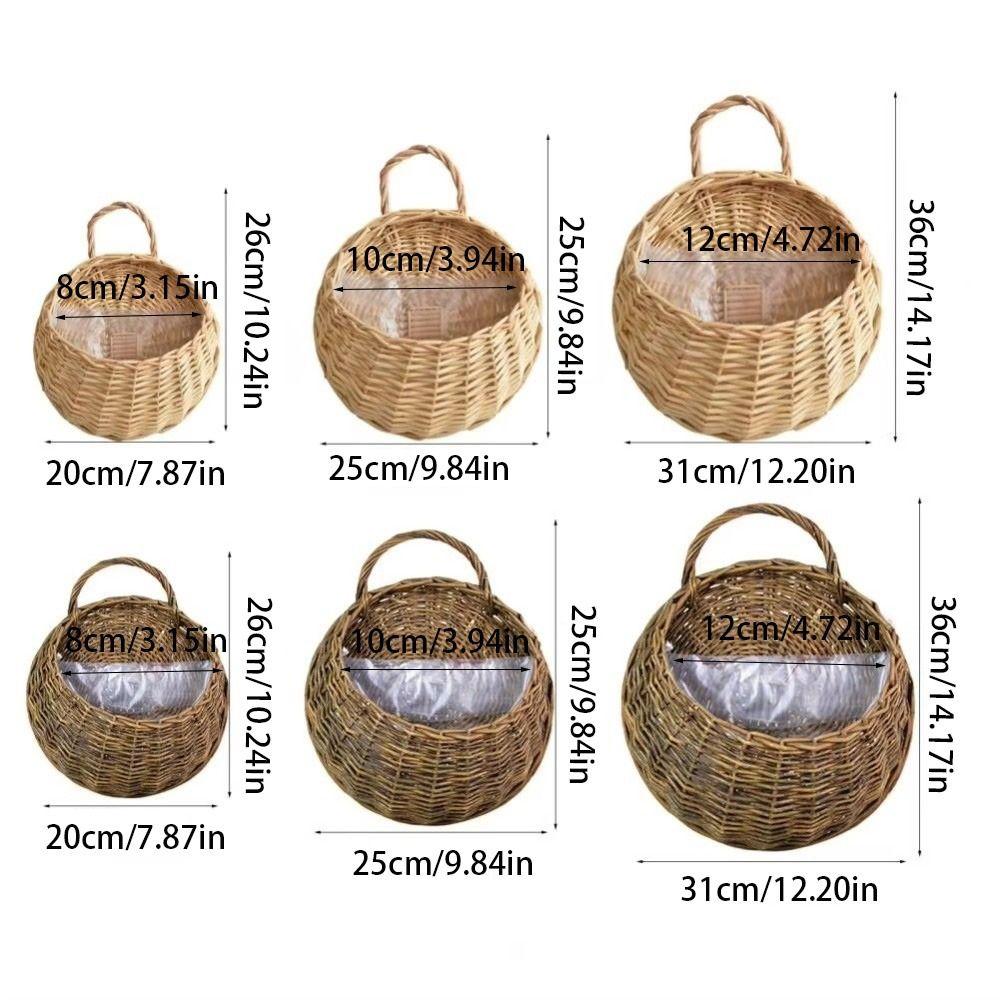 New Storage Container Flower Basket Wall Hanging Handmade Weaving Wicker Basket Hanging Planter Home & Living