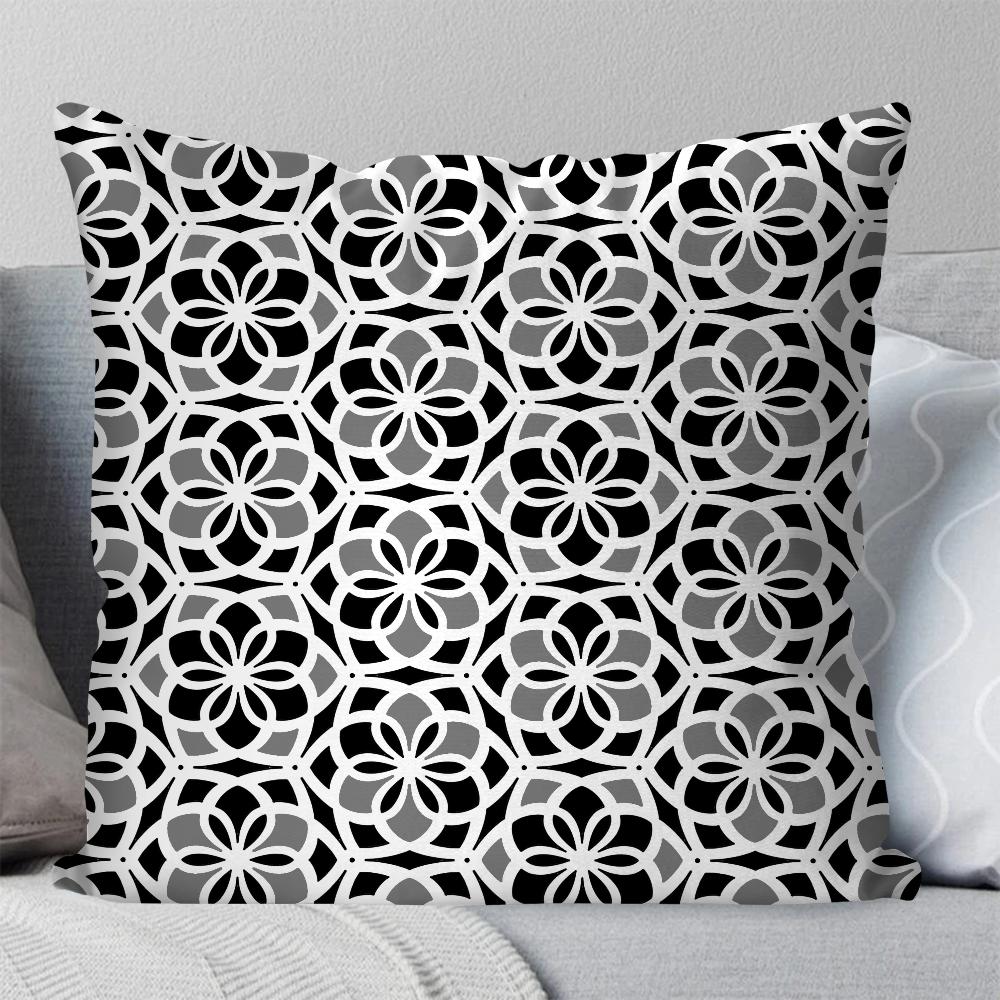 

1pc Retro Simple Black And White Shape Pillow Case Square Pillow Bedroom Sofa LeisureCushionCarLiving Room Home Decoration 40X40 16x16Inch