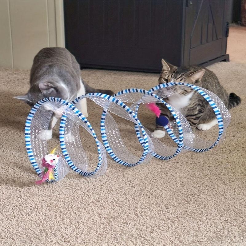 Interactive Tunnel Game Tube Artificial Feather Mouse Toy Stimulates Indoor Cats Kittens Pet Activities