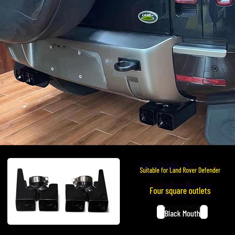 Black Stainless Steel Quad Exhaust Tips for 20-24 Land Rover Defender 90/110