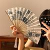 21/22cm Portable Hand Fold Fan New Chinese Style Dance Props Retro Shell Fan Woman Men Bamboo Wood Silk Flower Folding Fan