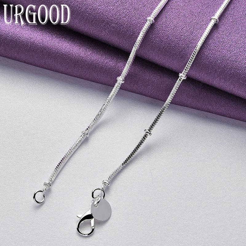 925 Sterling Silver 2mm 18/20 Inch Snake Chain Bead Necklace Jewelry