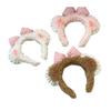Autumn And Winter Bow Plush Cute Bear Lace Edge Headband Female Face Wash Headband High Skull Top Hairpin Advanced Sense