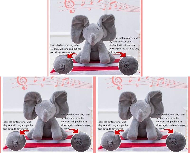 Elephant Hide And Seek Singing Plush Toy With Pp Cotton Filling For Kids Playtime