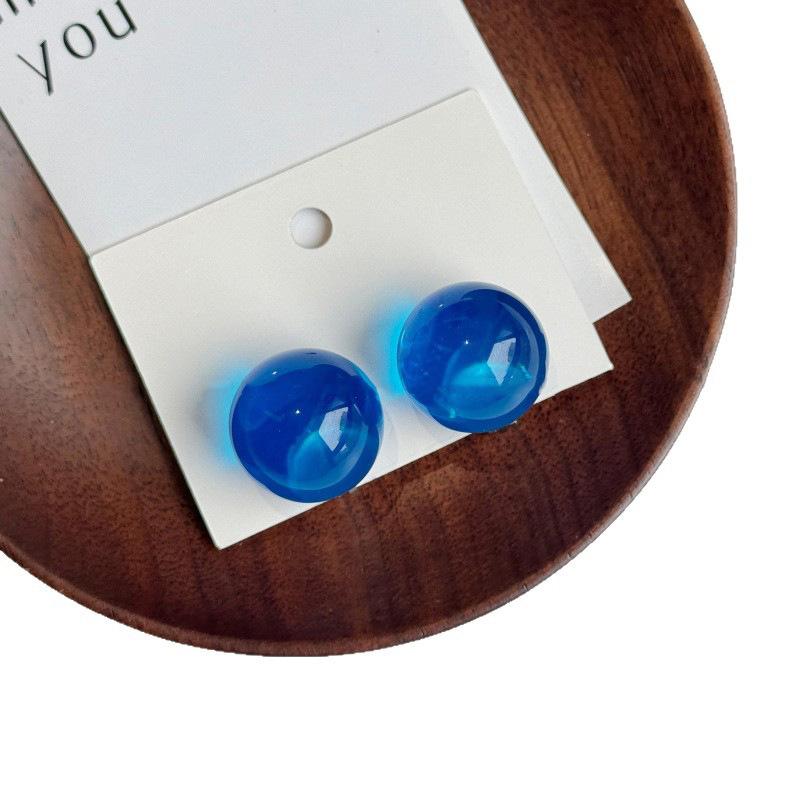 Bright Blue-green Spherical Earrings - A Unique and Fresh Ear Accessory