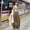 Khaki Sports Relaxation Straight Loose Casual Wide-leg Pants Scimitar Pants Women's Autumn New Lazy Style