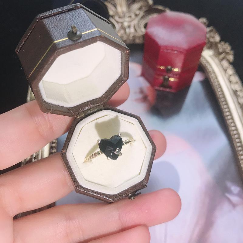 

Японское черное кольцо-сердце: Женское позолоченное серебро 925 пробы, Дизайн высокого класса US Size 10