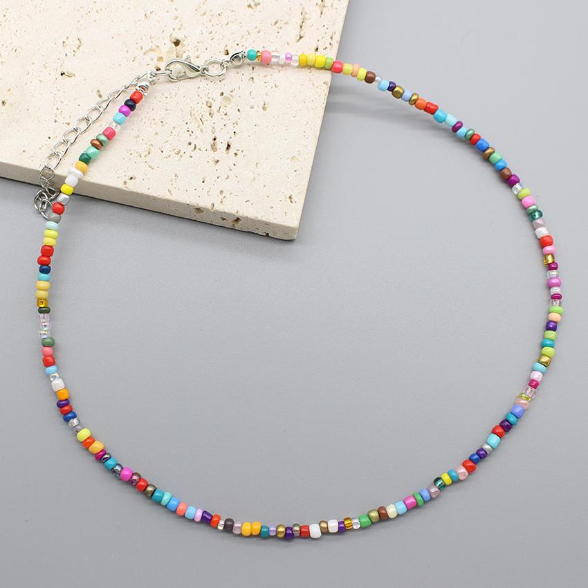 Simple Seed Beads Choker  Women Korean Fashion Charm Colorful Handmade Boho Collar Chain Neck Necklace Femme Jewelry  Gift