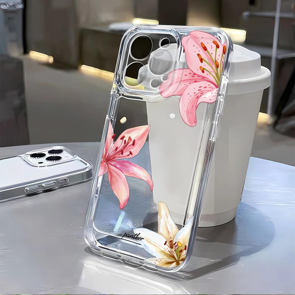 Blue Sakura Floral Print Transparent Phone Case For Samsung A56 5G A36 S26 S25Ultra S24 S23 S22 Case A55 A54 A35 A17 A16 A15 A26