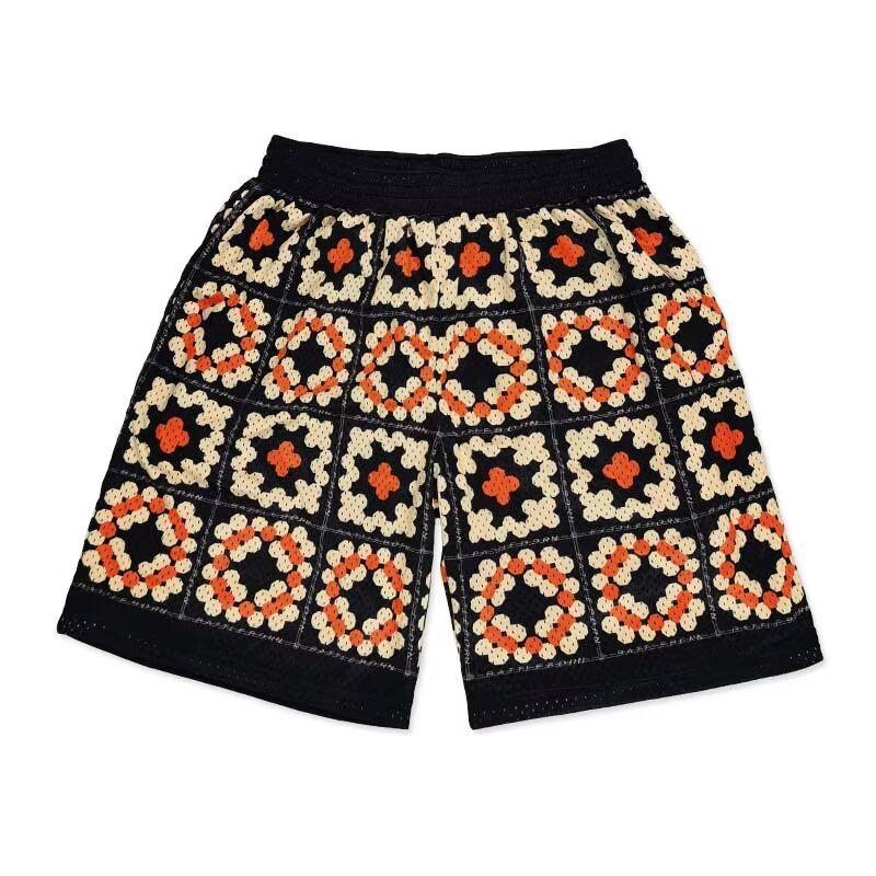 

Мужские модные красочные пляжные шорты в стиле хип-хоп — свободный крой, повседневный спортивный стиль Double Extra Large чёрный