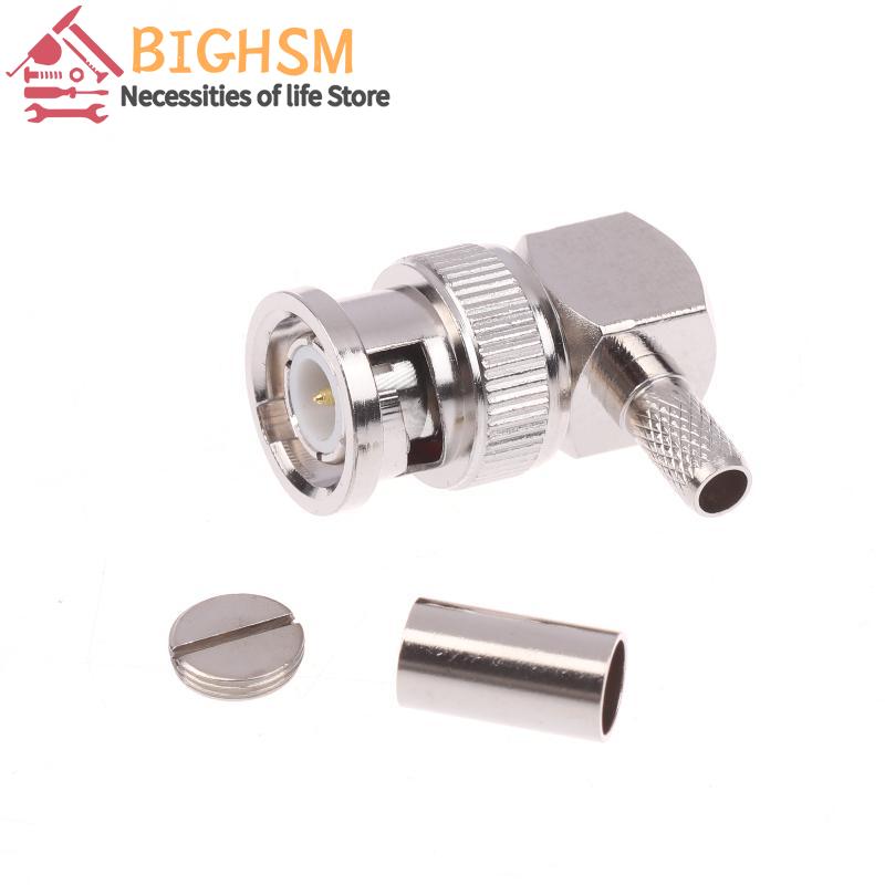 New 90 Degree BNC Male Right Angle RF Connector Crimp 50ohm RF Connector Adapter For RG58 RG142 RG400 RG223 LMR195 Coaxial Cable