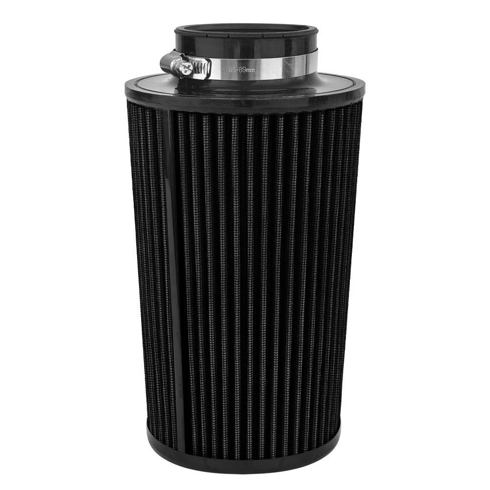 Universal 76mm 3-inch One-Piece Sports Racing Car Cold Air Intake System, Washable and Reusable Engine High Flow Air Filter