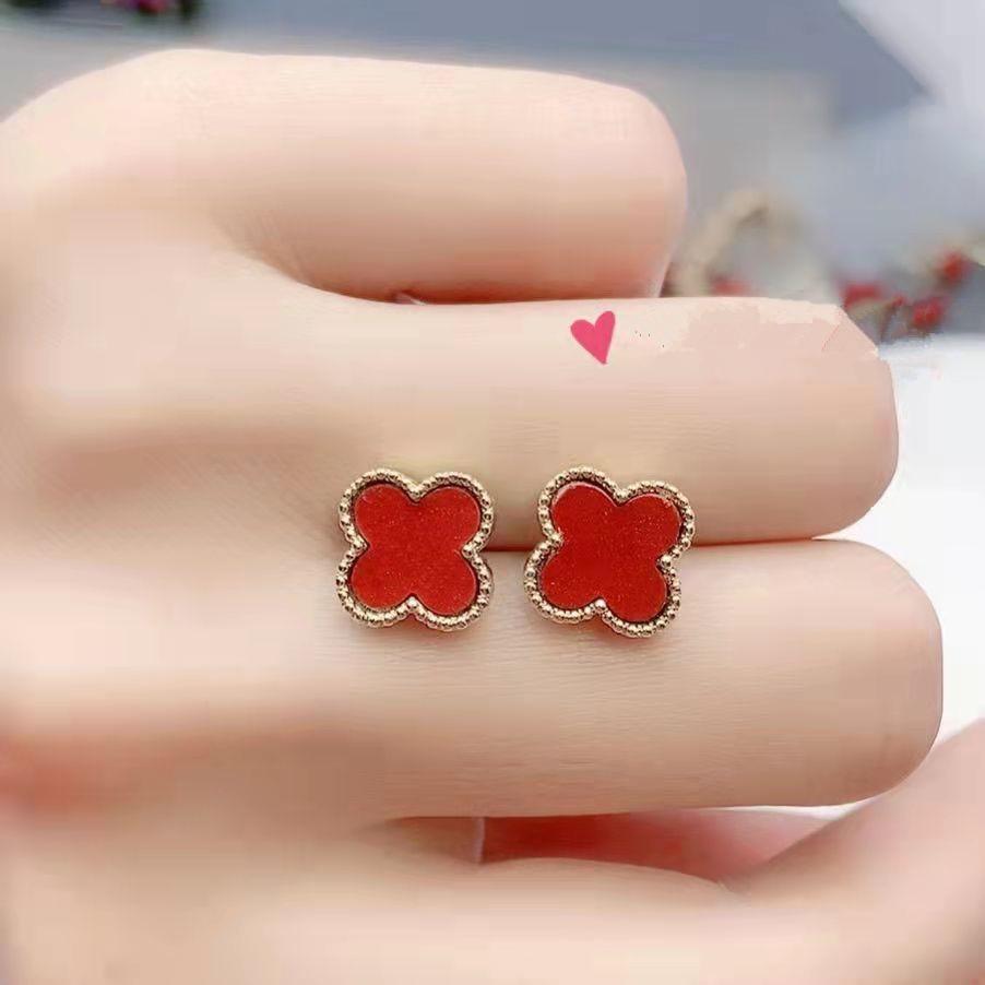 Cinnabar Purple Gold Stud Earrings - Anti-Allergic Ethnic Style Inlaid Ear Hooks for Women