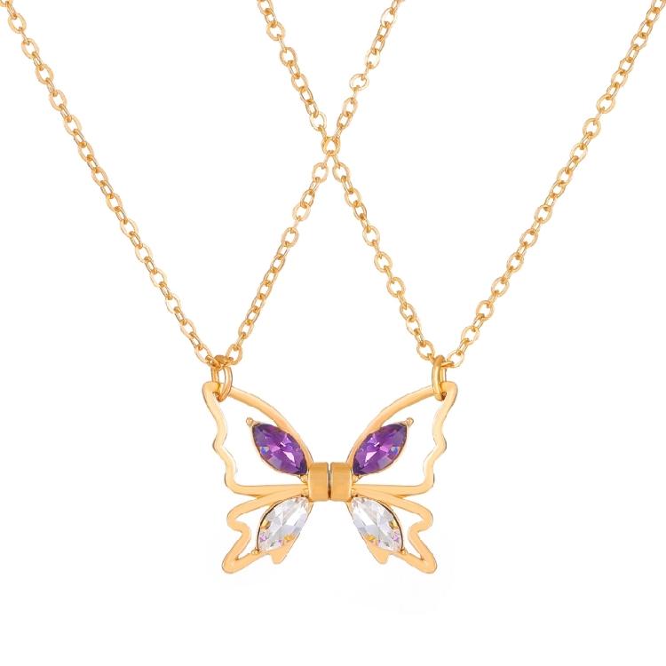 Butterfly-shape Collarbone Chain Zircon Magnetic Matching Couple Necklaces