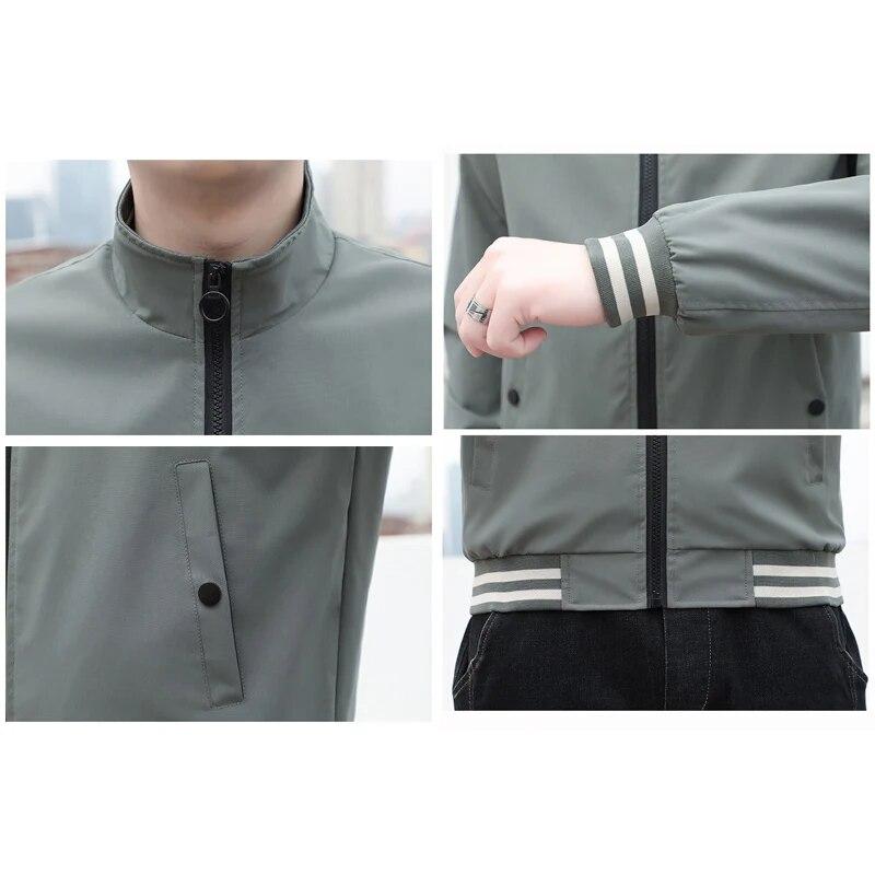 Spring and Autumn Jackets for Men Long Sleeve Regular Coats Men Jacket Solid Daily Casual Bomber Jacket
