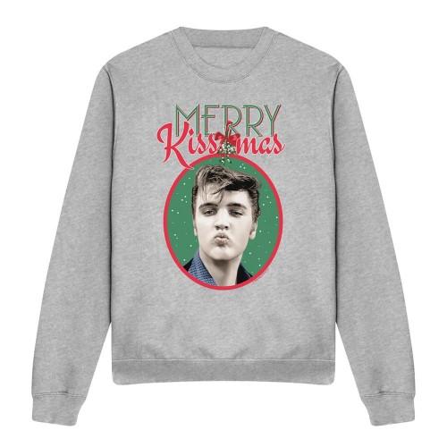 Elvis Presley Unisex Erwachsenen Merry Kissmas Weihnachts-Sweatshirt